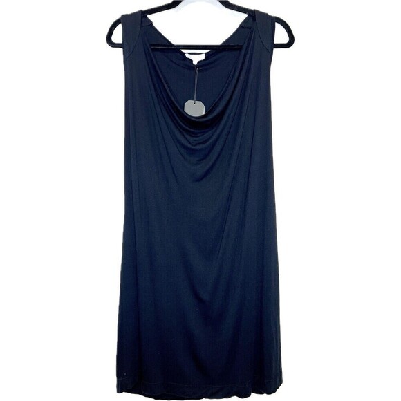 Lamade Liza‎ Draped Neck Black Lined Dress Medium USA Made 100% Recycled Paper - Picture 1 of 7